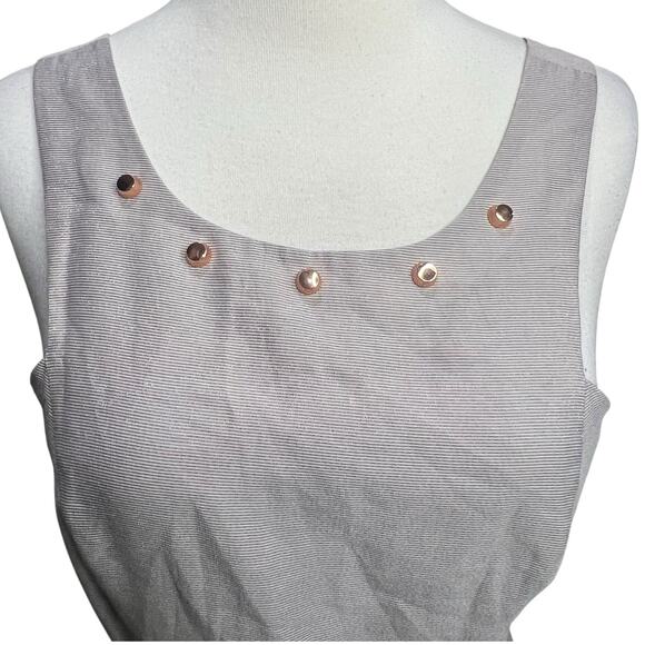 BCBGeneration Mini Dress 2 Light Gray Metallic Studded Pockets Fit Flare HOCO - Picture 4 of 16